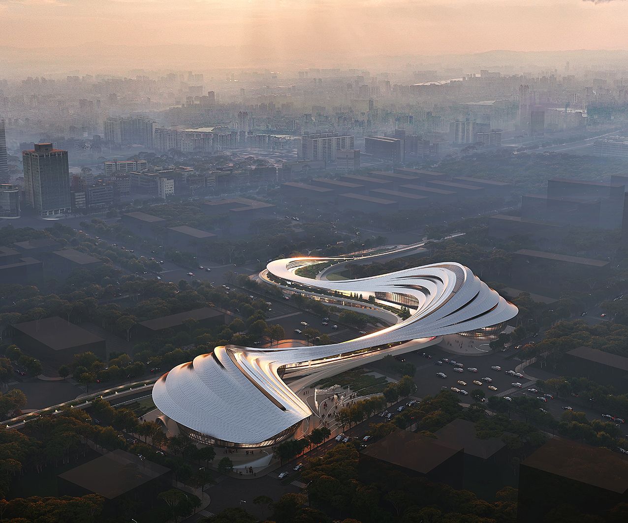 1 ZHA Jinghe New City Culture Art Centre render by ATCHAIN low